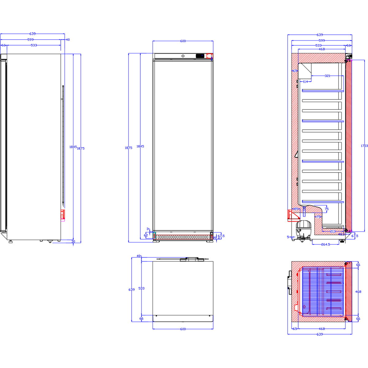 400lt Commercial Refrigerator Upright cabinet Single door Black - DWR400BC