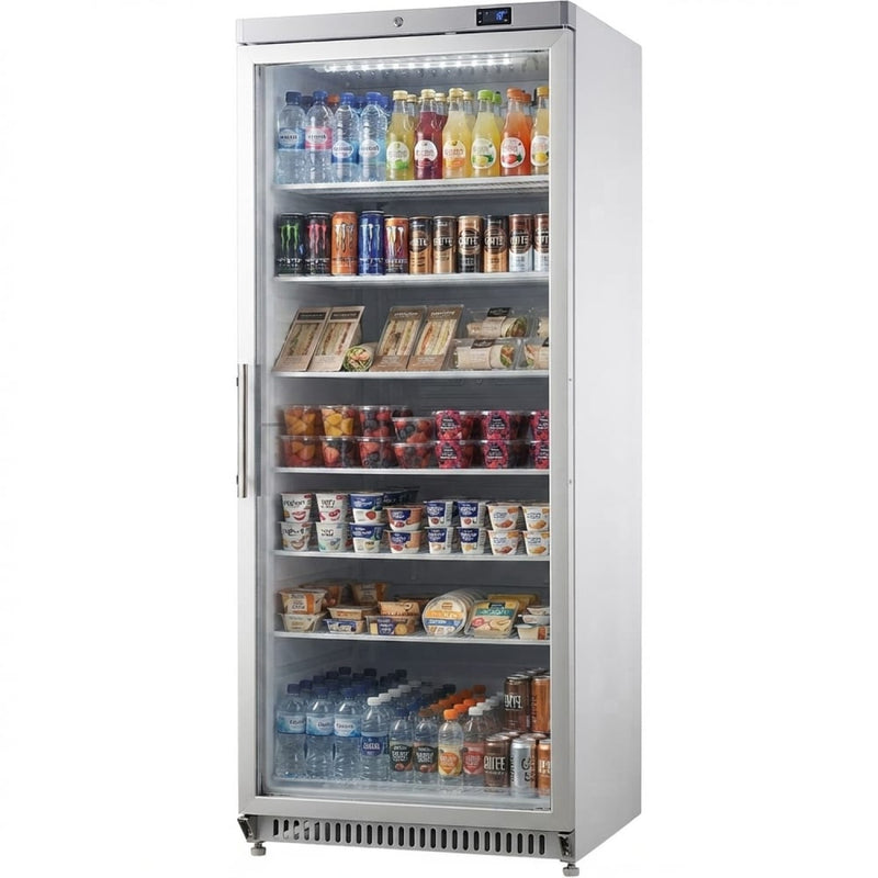 600lt Commercial Refrigerator Stainless Steel Upright cabinet Single glass door - DWR600GSS