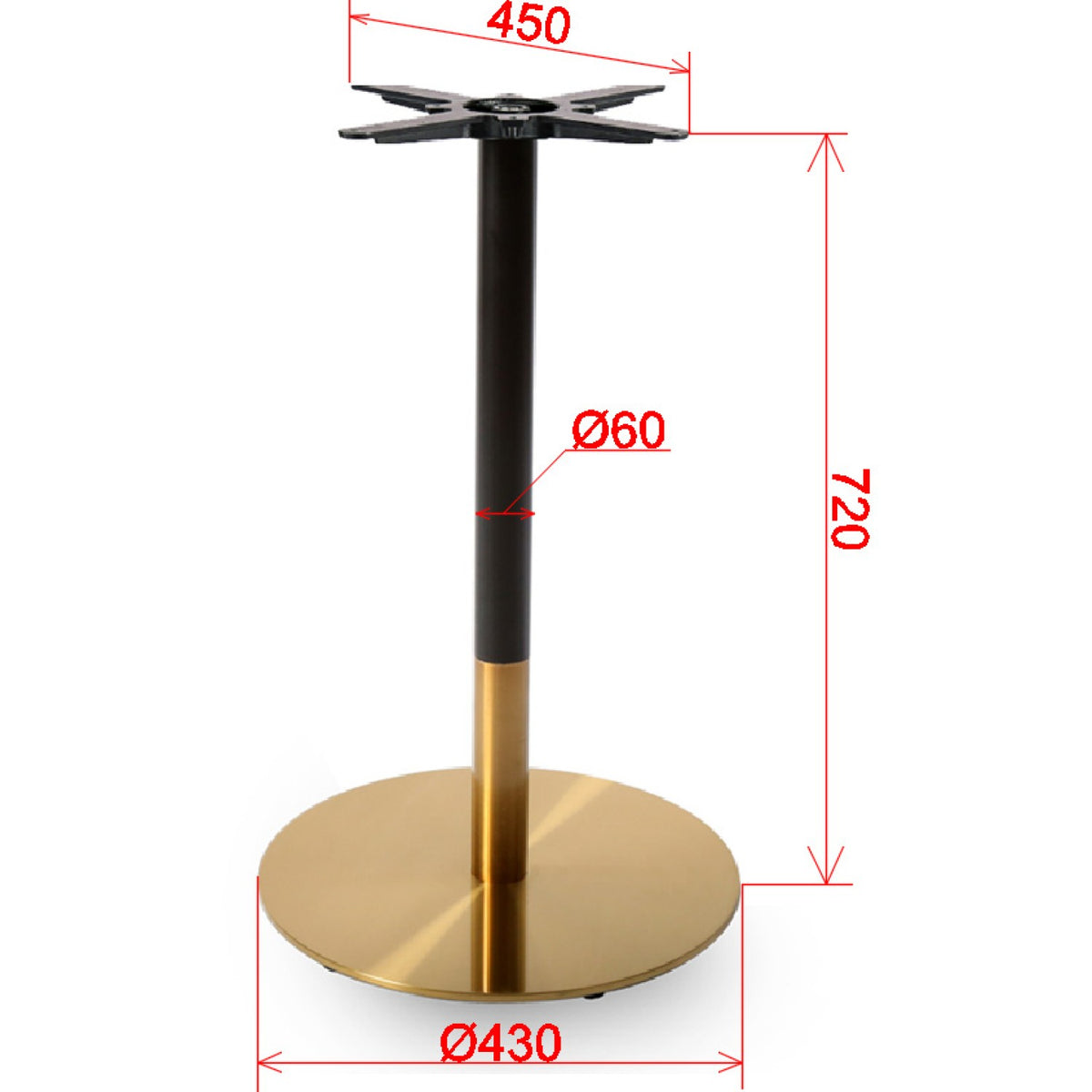 Black & Gold Table base Round Ø430mm Standard height - E012