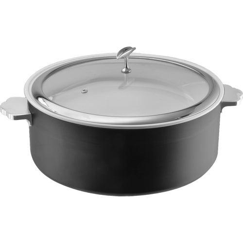 Triple-Layer Stainless Steel 4.5L Casserole Φ320×H120mm with Glass Lid – Black - E0912016