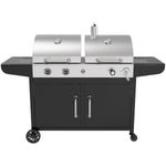 Commercial Gas & Charcoal Combo BBQ Grill with Double Hood, Cabinet & Side Shelves 1625×685×1230mm - E42ZJ10S42M00T00ZT