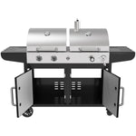Commercial Gas & Charcoal Combo BBQ Grill with Double Hood, Cabinet & Side Shelves 1625×685×1230mm - E42ZJ10S42M00T00ZT