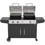 Commercial Gas & Charcoal Combo BBQ Grill with Double Hood, Cabinet & Side Shelves 1625×685×1230mm - E42ZJ10S42M00T00ZT