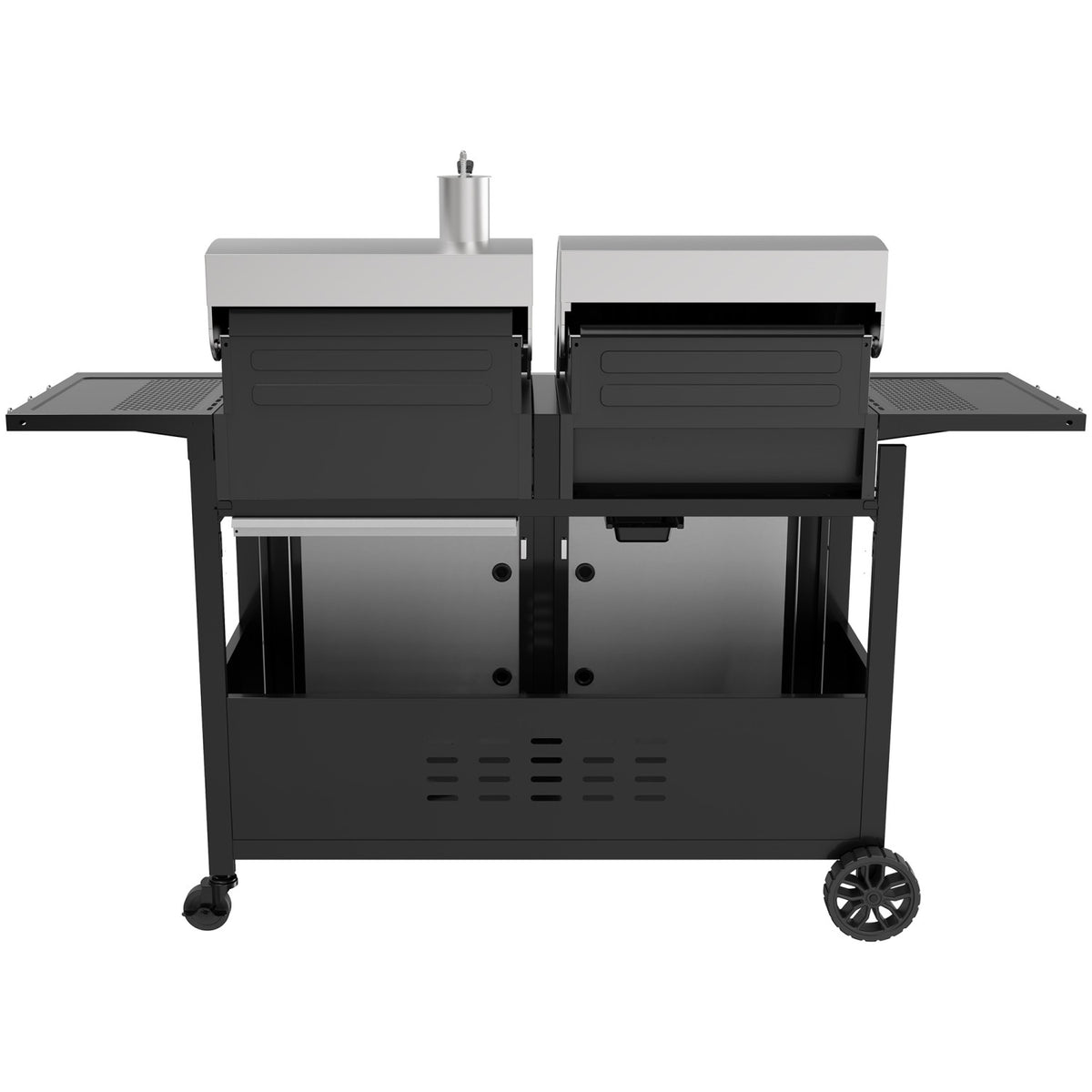 Commercial Gas & Charcoal Combo BBQ Grill with Double Hood, Cabinet & Side Shelves 1625×685×1230mm - E42ZJ10S42M00T00ZT