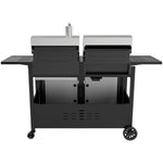 Commercial Gas & Charcoal Combo BBQ Grill with Double Hood, Cabinet & Side Shelves 1625×685×1230mm - E42ZJ10S42M00T00ZT