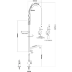 Pre Rinse Spray Unit with Swing faucet Deck mount Single inlet Height 1000mm Stainless steel - EQ2803A12