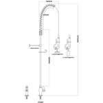 Pre Rinse Spray Unit Deck mount Single inlet Height 1000mm Stainless steel - EQ2803A