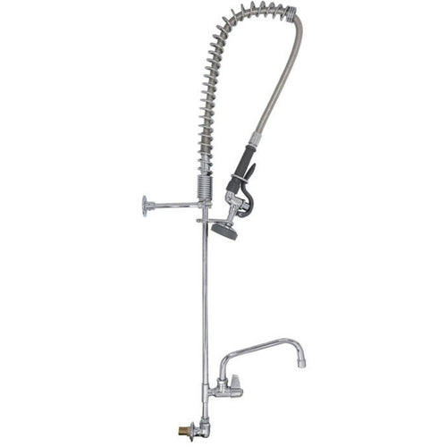 Backsplash Mount Pre-Rinse Faucet with 20" Riser, 37" Flexible Hose and 12" Swing Nozzle Chrome Plated Brass - EQ2811A12