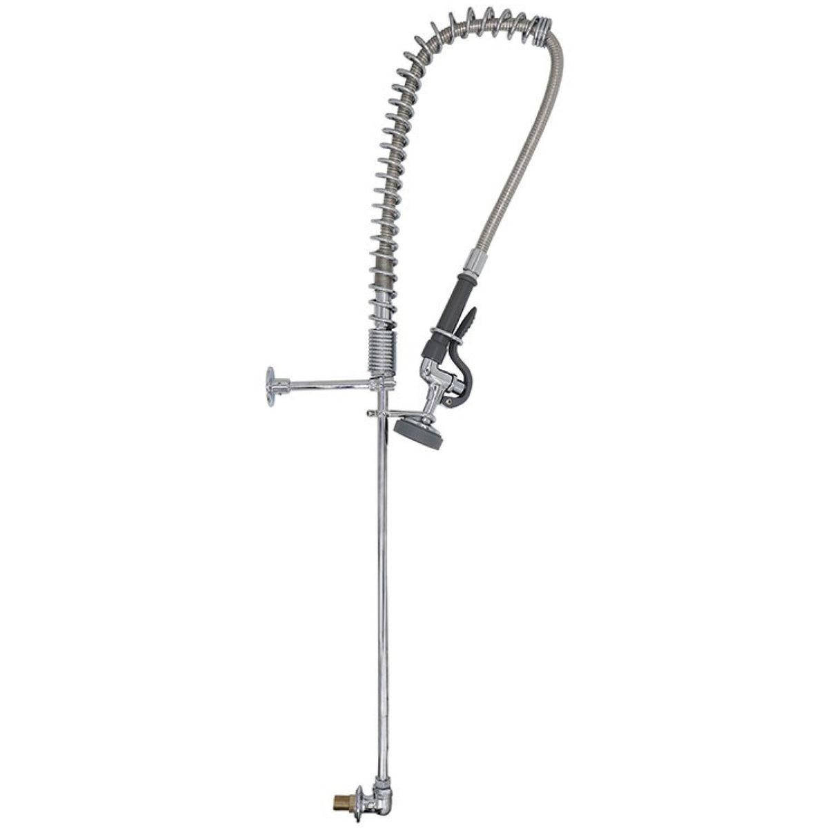 Backsplash Mount Pre-Rinse Faucet with 20" Riser and 37" Flexible Hose Chrome Plated Brass - EQ2811A