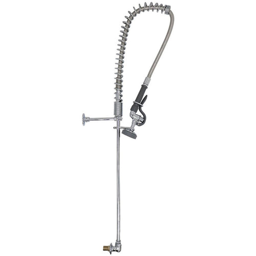 Backsplash Mount Pre-Rinse Faucet with 20" Riser and 37" Flexible Hose Chrome Plated Brass - EQ2811A
