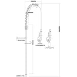 Backsplash Mount Pre-Rinse Faucet with 20" Riser and 37" Flexible Hose Chrome Plated Brass - EQ2811A