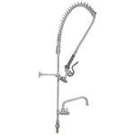 Deck Mount Pre-Rinse Faucet with 20" Riser, 37" Flexible Hose and 12" Swing Nozzle Chrome Plated Brass - EQ2812A12