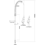 Deck Mount Pre-Rinse Faucet with 20" Riser and 37" Flexible Hose Chrome Plated Brass - EQ2812A