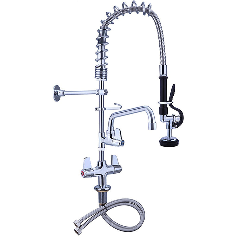 Pre Rinse Spray Unit with Swing faucet Deck mount Double inlet Height 600mm Stainless steel - EQ7801A08