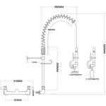 Pre Rinse Spray Unit Wall mount Double inlet Height 500mm Stainless steel - EQ7802A