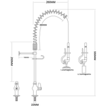 Pre Rinse Spray Unit Deck mount Single inlet Height 600mm Stainless steel - EQ7803A