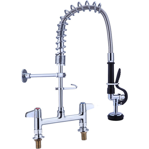 8" Desk Mount Mixing Faucet with 8" Riser & 18" Flexible Hose Chrome Plated Brass - EQ7805A