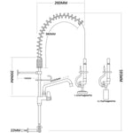 8" Wall / Panel Mount Pre-Rinse Faucet with 8" Riser, 18" Flexible Hose and 8" Swing Nozzle Chrome Plated Brass - EQ7810A08