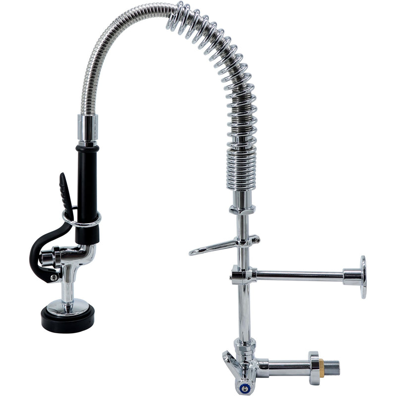 8" Wall / Panel Mount Pre-Rinse Faucet with 8" Riser and 18" Flexible Hose Chrome Plated Brass - EQ7810A