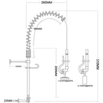 8" Wall / Panel Mount Pre-Rinse Faucet with 8" Riser and 18" Flexible Hose Chrome Plated Brass - EQ7810A