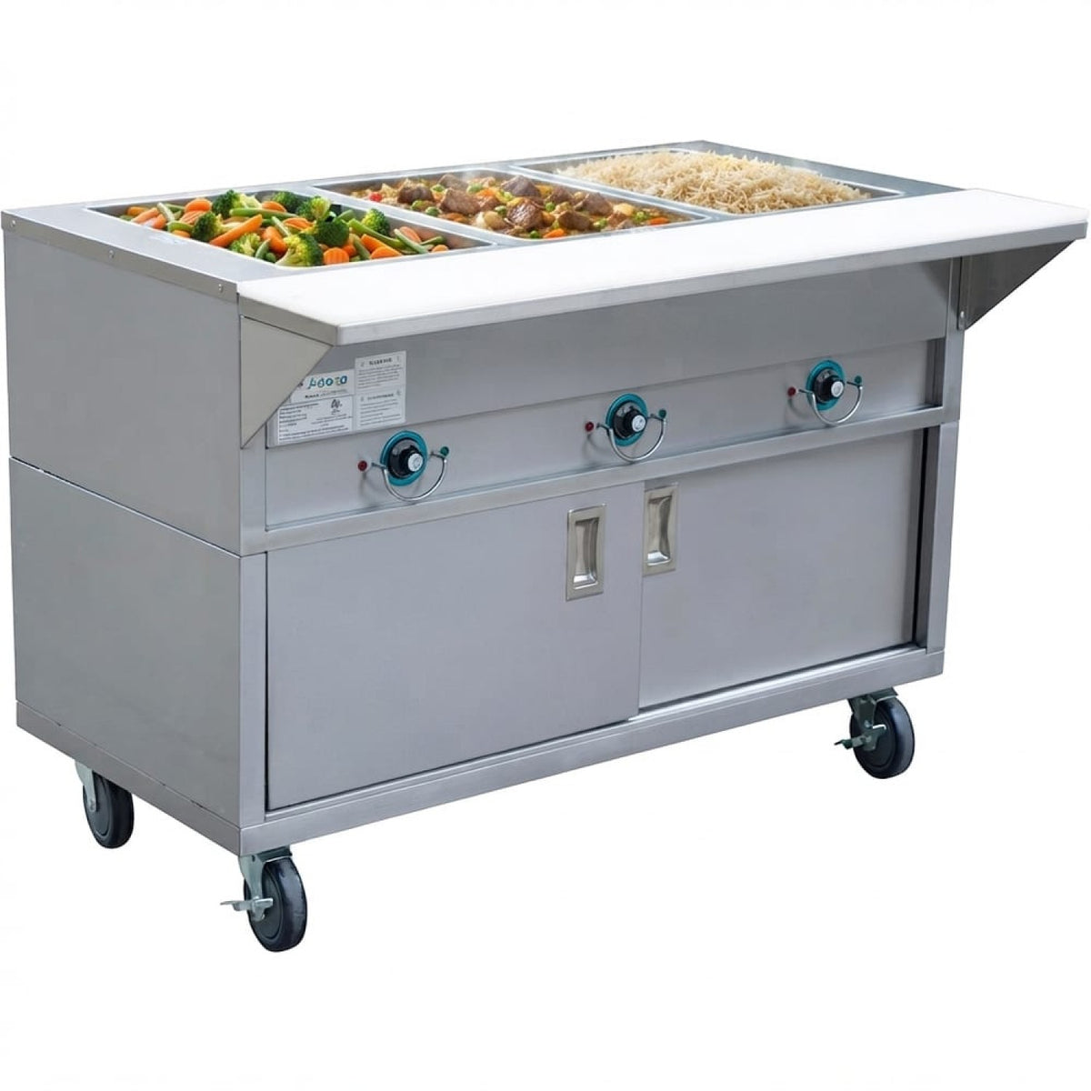Mobile Bain marie with Cupboard 3xGN1/1 - EST3SWCBSD
