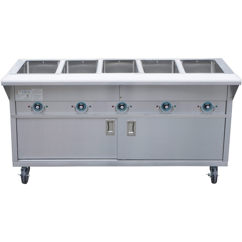 Mobile Servery Steam Table with Cupboard 5xGN1/1 - EST5SWCBSD