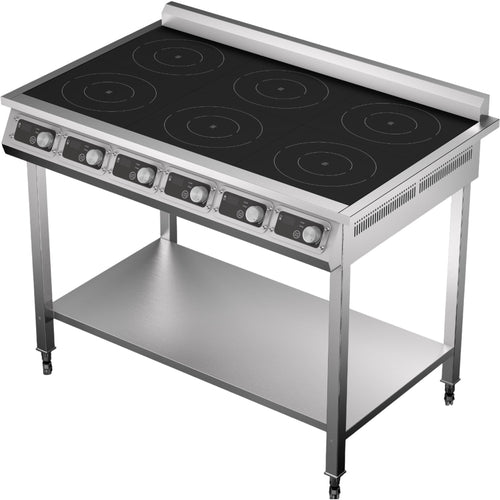 Commercial 6-Zone Induction Hob with Undershelf 6 x 3500W 1153x700x911mm - EW350H6