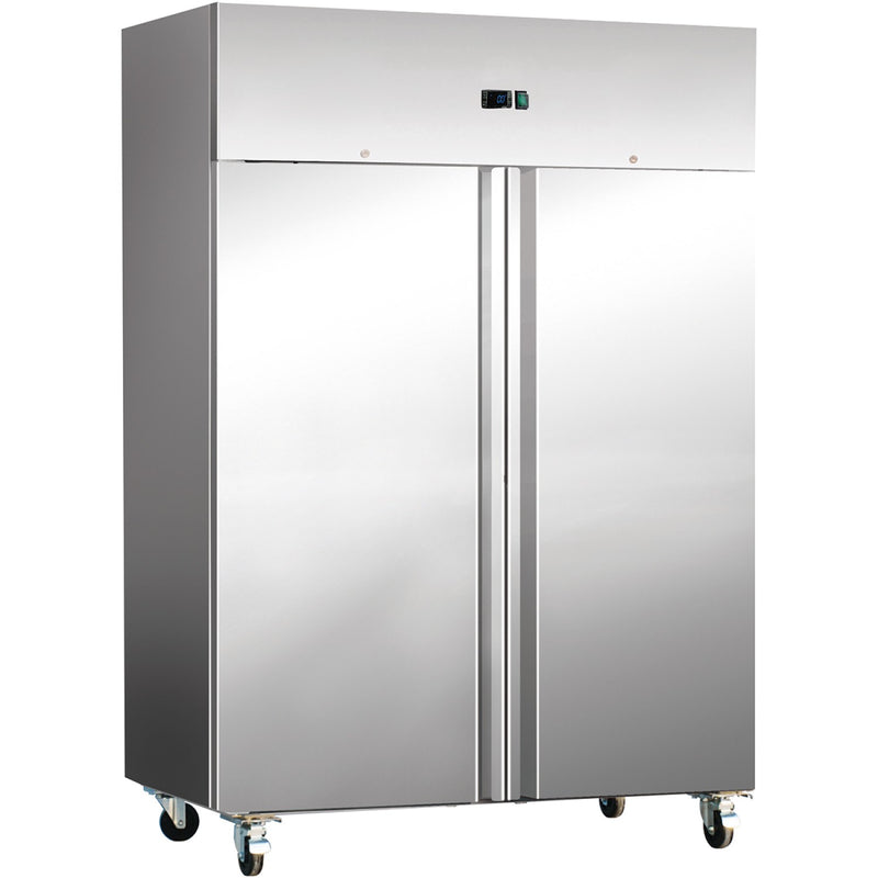 1200lt Commercial Freezer Stainless steel Upright cabinet Twin door Fan assisted cooling - F1200S