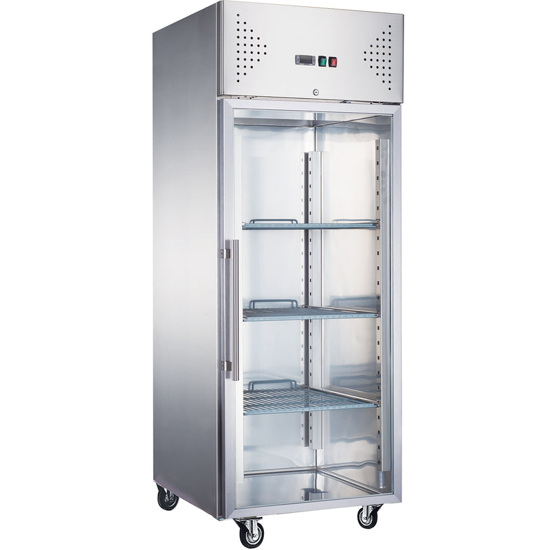 600lt Commercial Refrigerator tainless steel Upright Cabinet Single glass door GN2/1 Fan assisted cooling - R600SGLASS