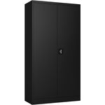 Commercial Steel Black Storage Cupboard with 4 Shelves and Lock 800x400x1800mm - FCA18BLACK