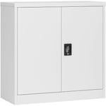 Commercial Metal White Storage Cabinet Lockable with 2 Shelves 900x400x900mm - FCA9WHITE