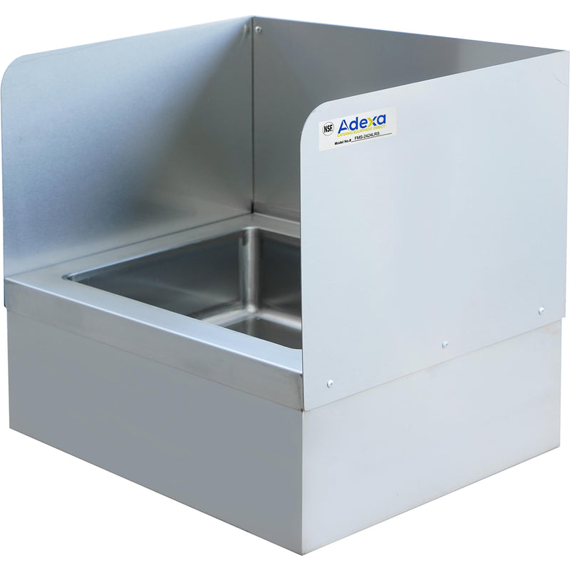 Janitorial Floor Mop Sink with Left & Right & Back Splashes Stainless steel - FMS2424LRS