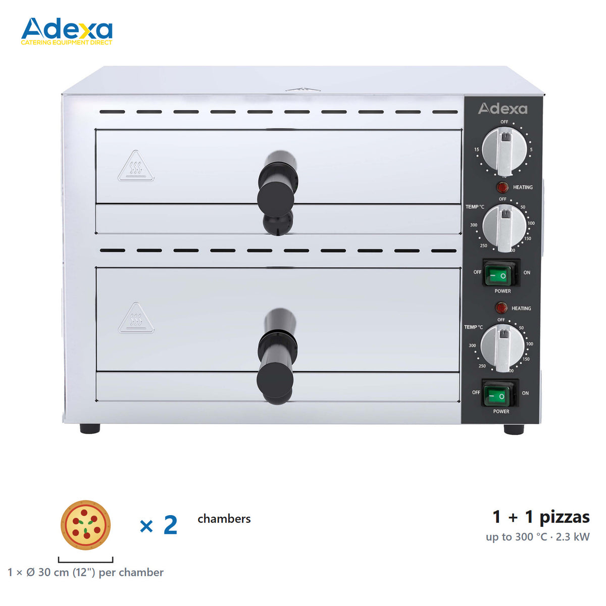 Commercial Double Deck Pizza Oven for 12" Pizzas 2.26kW 230V - FP03A