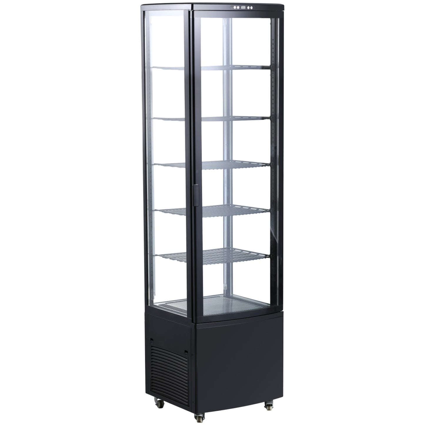 Commercial Upright Display Refrigerator 280 Litres Single Glass Door 5 Shelves Ventilated Cooling 515x486x1902mm - FT280L