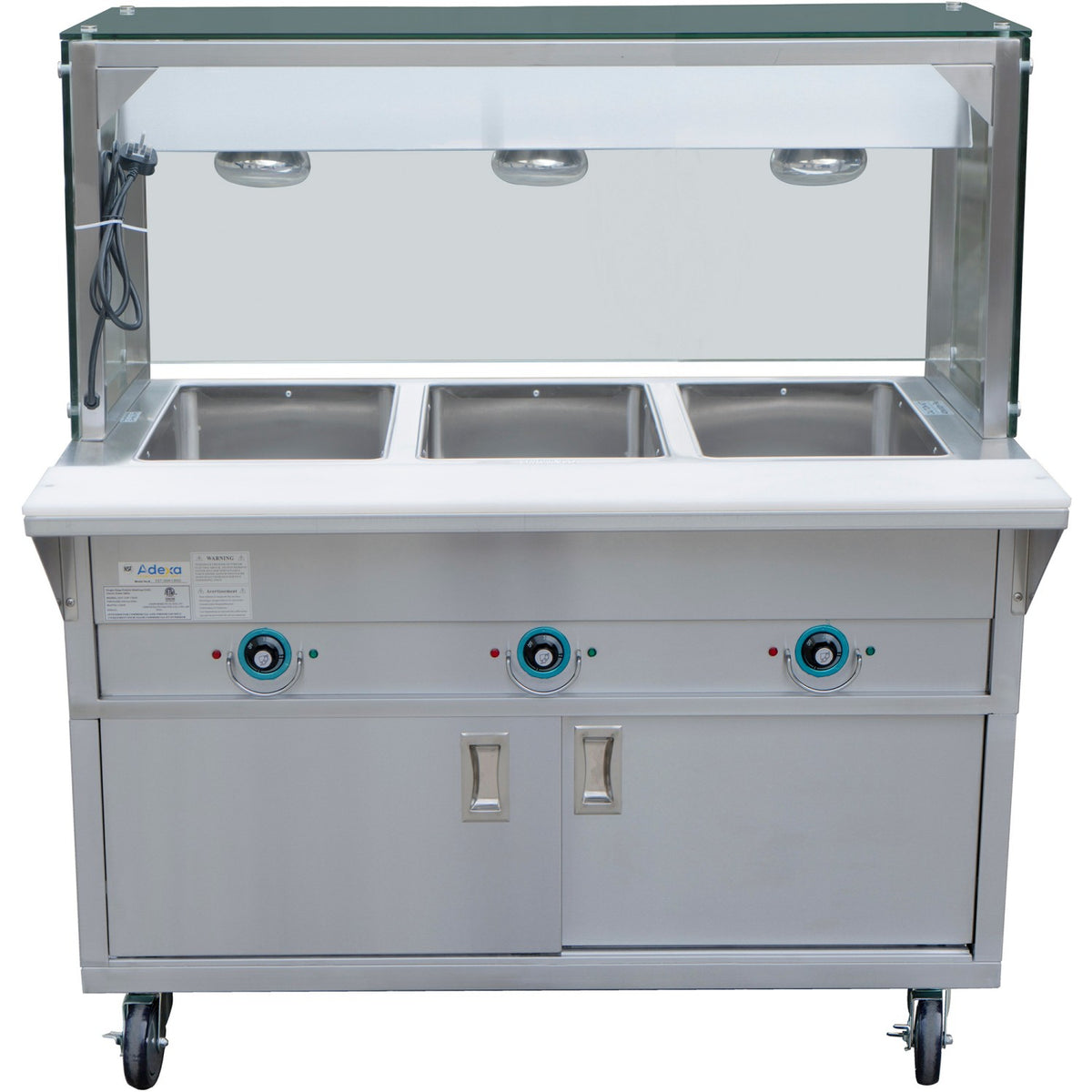 Mobile Bainmarie with Cupboard & Heated overshelf 3xGN1/1 - EST3SWCBSD-FTGSG1948
