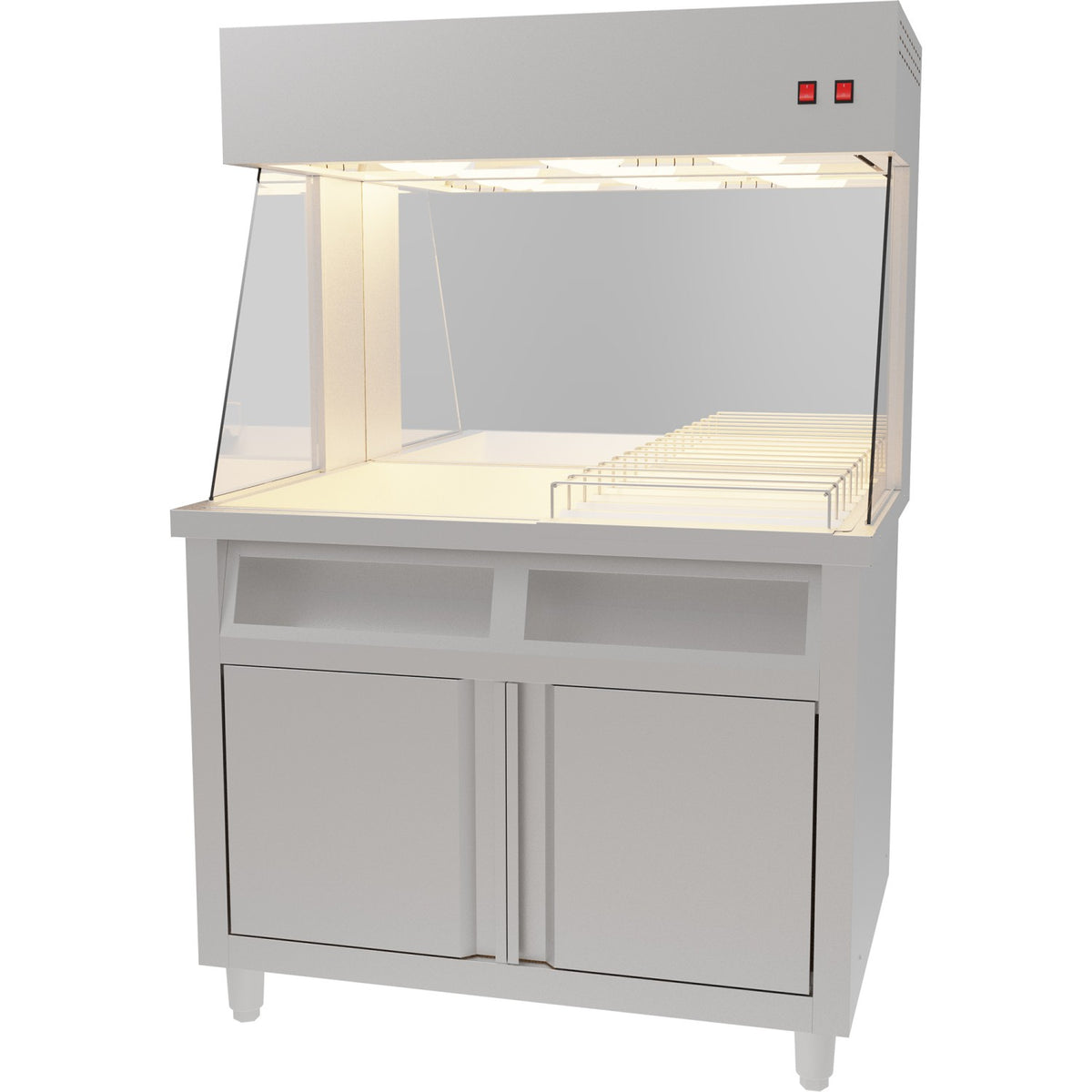 Commercial Electric Chip Scuttle & Warming Station with Cupboard 1000x700x1500mm - FW1000