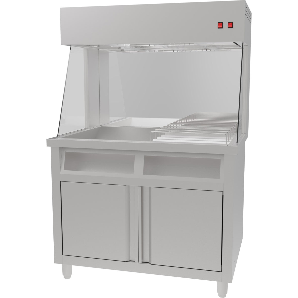 Commercial Electric Chip Scuttle & Warming Station with Cupboard 1000x700x1500mm - FW1000