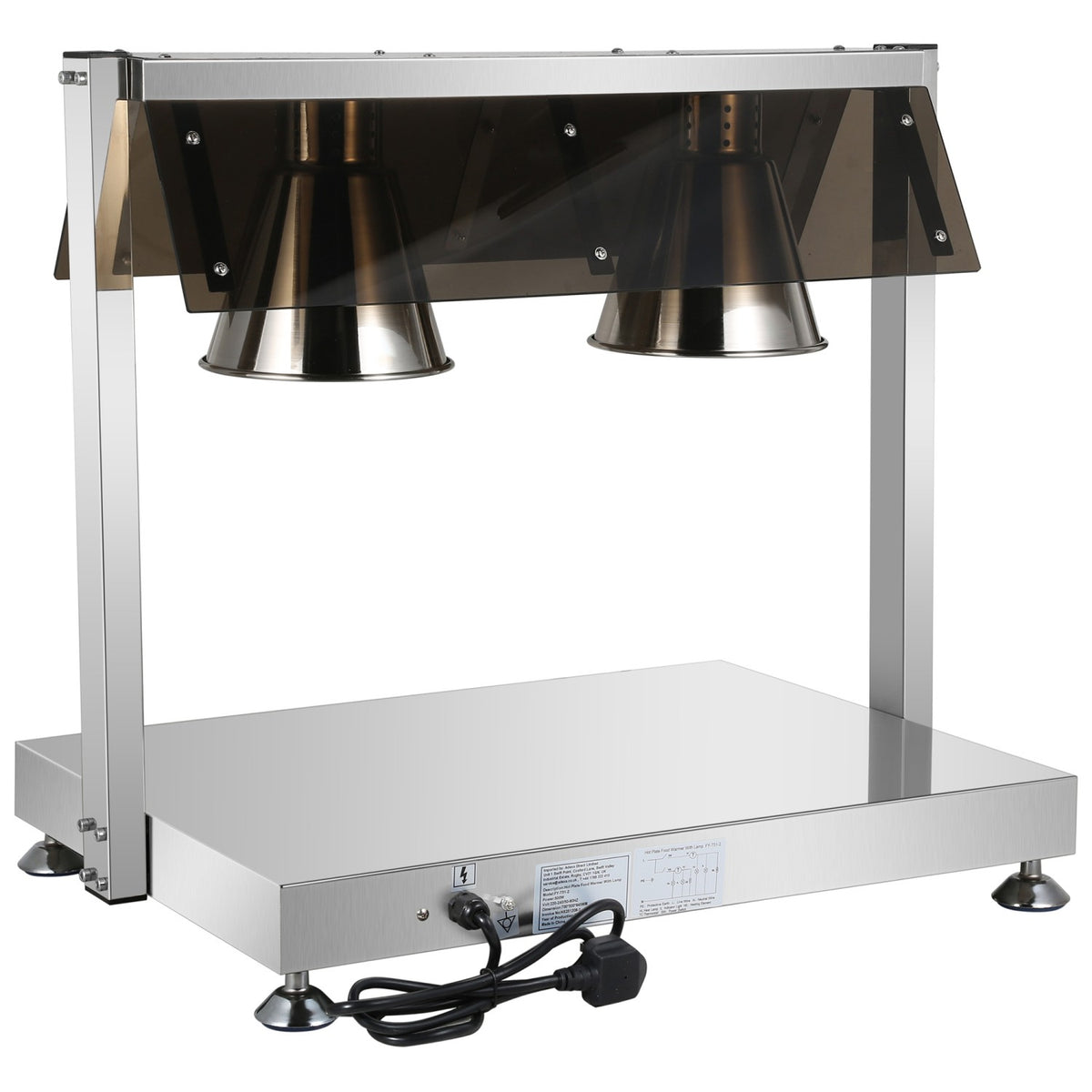 Commercial Buffet Food Warmer with Gantry 2x GN1/1 Heated Base & 2 Infrared Heat Lamps 1kW - FYT512