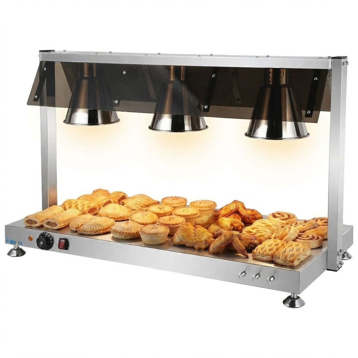 Commercial Buffet Food Warmer with Gantry 3x GN1/1 Heated Base & 3 Infrared Heat Lamps 1.5kW - FYT513
