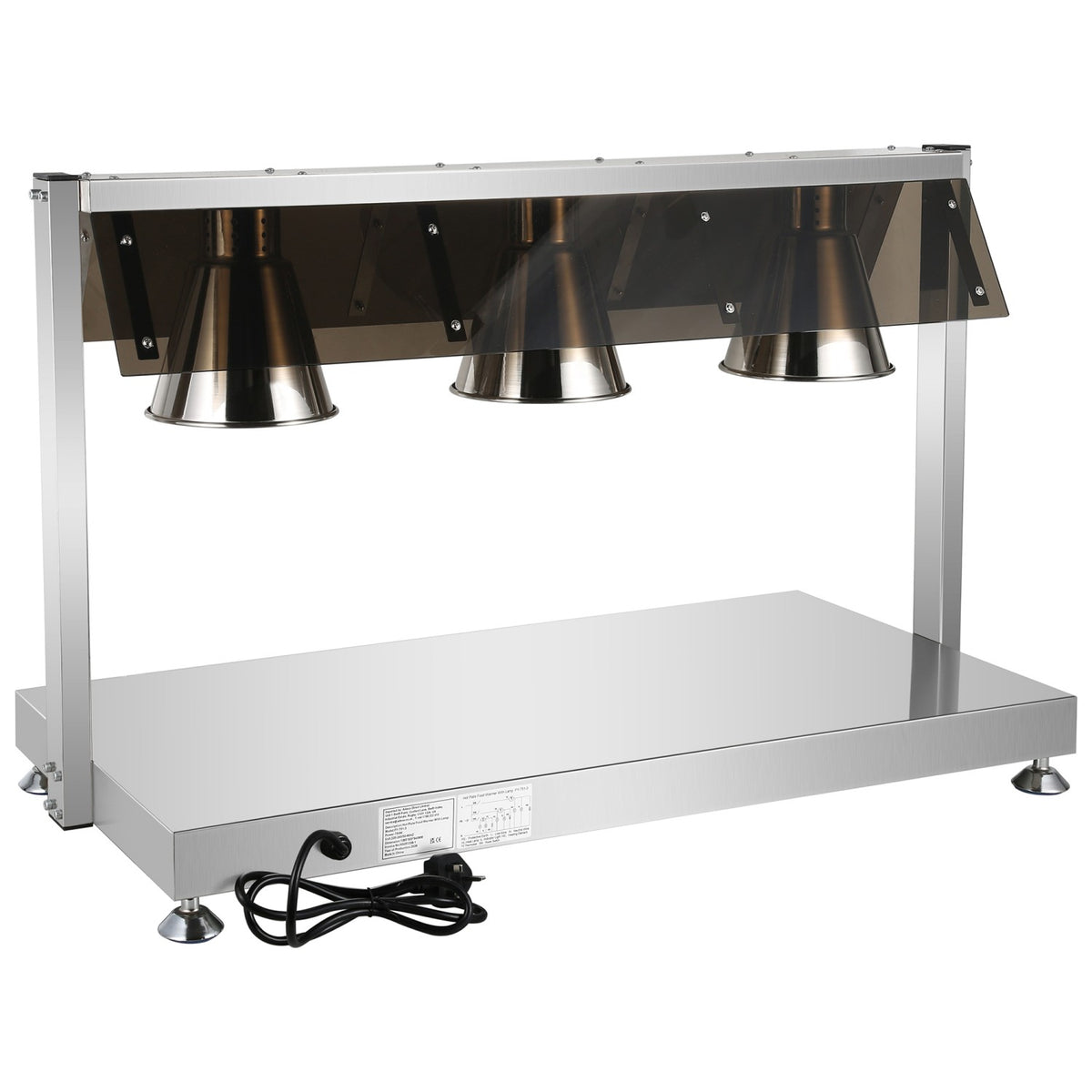 Commercial Buffet Food Warmer with Gantry 3x GN1/1 Heated Base & 3 Infrared Heat Lamps 1.5kW - FYT513