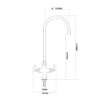 Commercial Single Hole Deck Mount Faucet with 6" Swivel Gooseneck Chrome Plated Brass - GD3601