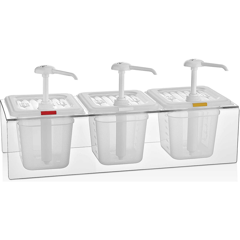 Condiment/Sauce Dispenser with Stand 3x2 litre pumps Plastic - GDP03