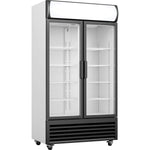 Commercial Twin Bottle cooler Upright 730 litres Fan assisted cooling Hinged glass doors Black&White - GDR444