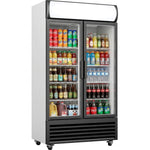 Commercial Twin Bottle cooler Upright 730 litres Fan assisted cooling Hinged glass doors Black&White - GDR444
