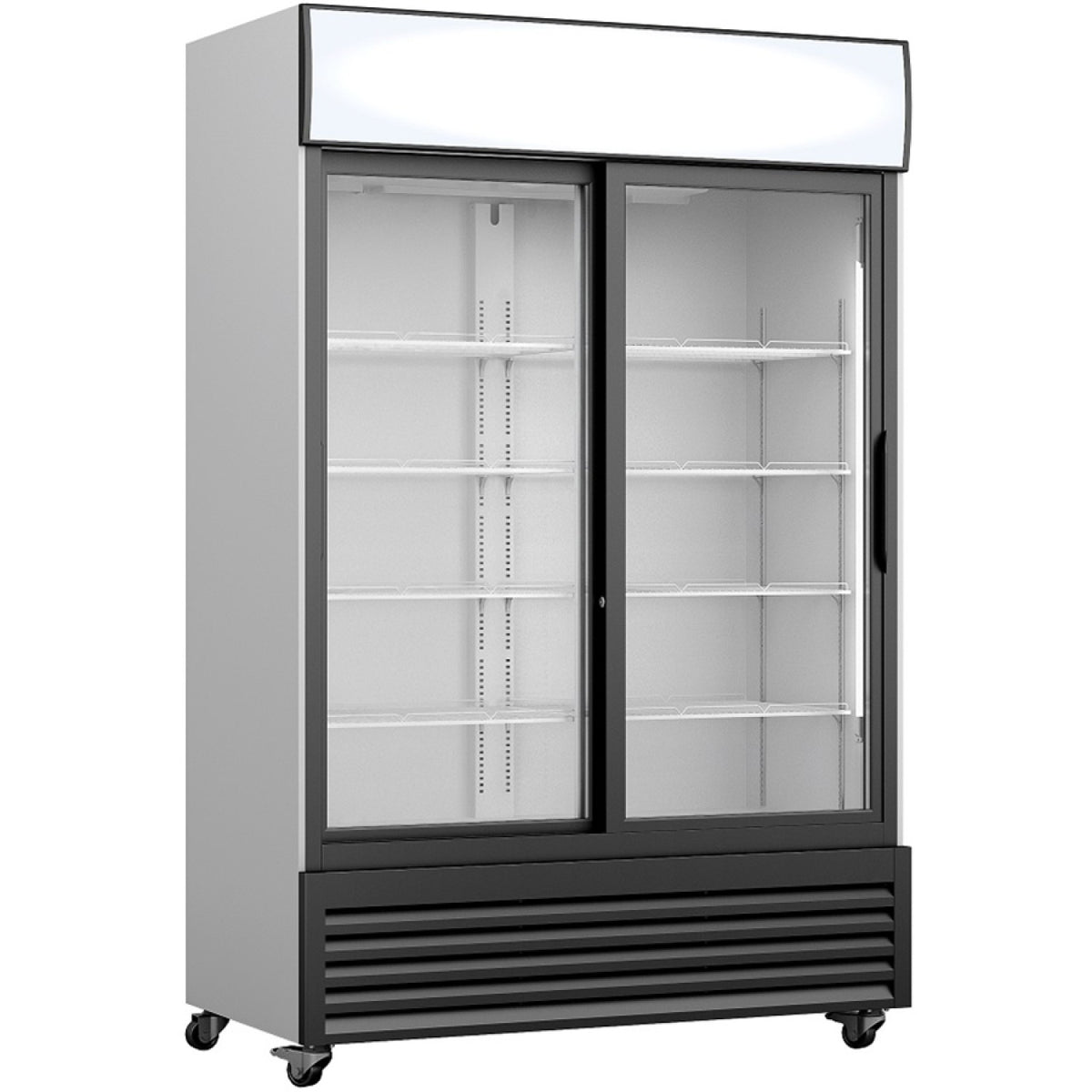 Commercial Twin Bottle cooler Upright 730 litres Fan assisted cooling Sliding glass doors Black&White - GDR555