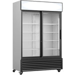 Commercial Twin Bottle cooler Upright 730 litres Fan assisted cooling Sliding glass doors Black&White - GDR555