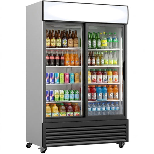 Commercial Display Refrigerator with Double Sliding Glass door & Canopy 1050 litres - FCLS133ASA