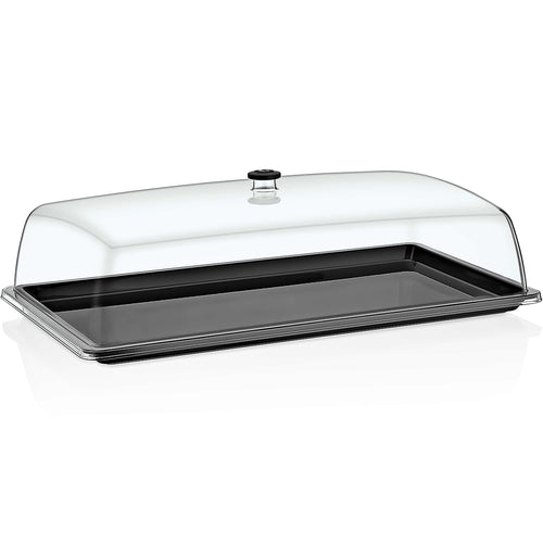 Polycarbonate Gastronorm Tray with Dome Cover GN1/1 Depth 20mm Black - GF11-GFT11B