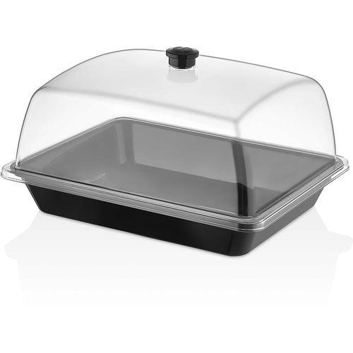 Polycarbonate Gastronorm Tray with Dome Cover GN1/2 Depth 50mm Black - GF12-GNP1250SWB