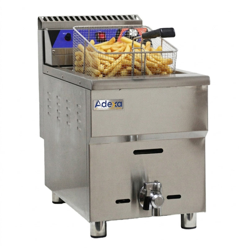 Commercial Single Tank Gas Fryer with Drain Tap - 14L Countertop - GF181